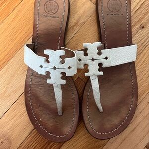 Tory Burch white thong sandals, size 9.5